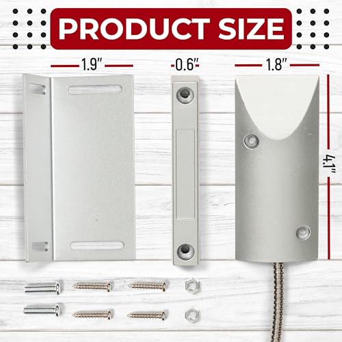 Image of Garage Door Magnetic Contact Sensor, Wired Normally Closed NC Magnetic Switch with Adjustable L Bracket, Heavy Duty Zinc Alloy Contact for Roller Shutter Doors, Alarm and Automation Systems