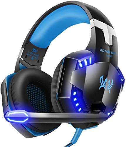 BlueBeach® G2000 3.5mm Stereo Cuffie Gaming LED Lighting Over-Ear Cuffia fascia con il Mic per PC Computer Game con cancellazione di rumore e controllo del volume