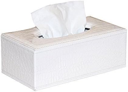 PU Leather White Crocodile Pattern Rectangular Tissue Box Holder For House&Car by Bosave