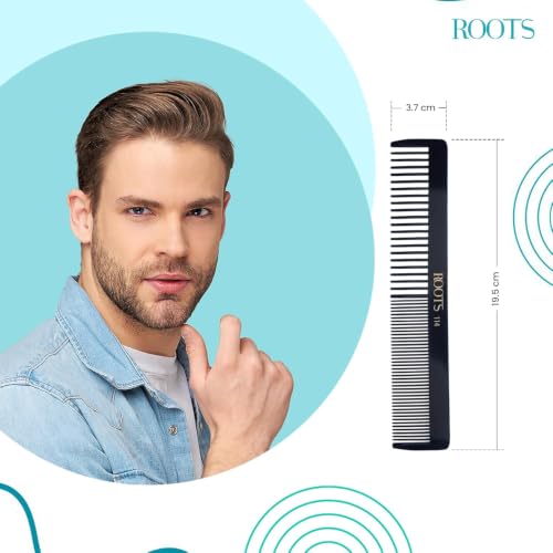 Image of ROOTS - Professional Hair Cutting Comb | Dual Teeth For Styling & Detangling | Salon Grade - For Men & Women | Ideal for Sectioning & Colouring | Length - 7.6 Inch | Model No. 114