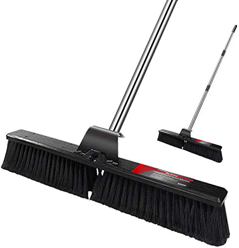 MASTERTOP Groß Besen Kehrbesen 60cm mit 144cm Edelstahl Stiel, Besen mit steifen Borsten, Kehrer für Straßen, Haushalt Reinigen