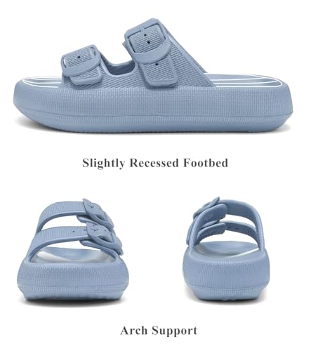 Image of Haifago Cloud Slide Sandals for Women Comfort Recovery Pillow Sandal, Lightweight House Bathroom Shower Slippers Adjustable Double Buckle Platform Slide