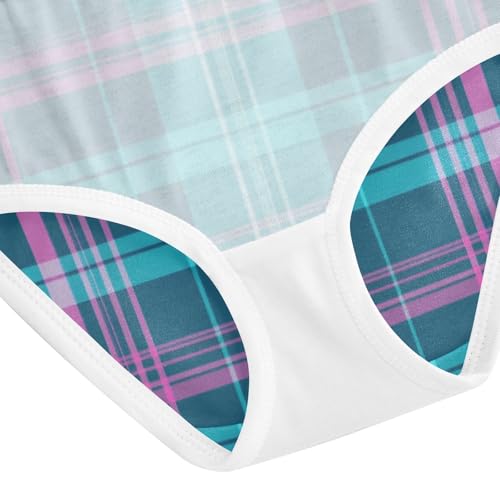 Turquoise and Purple Plaid All Seasons Girls' Panties Comfort Underwear for Toddler Girls in Sizes 2T,3T, 4T, 5T, 6Y and 8Y 5
