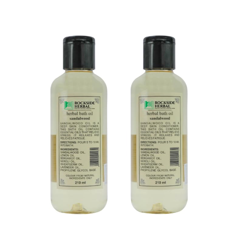 ROCKSIDE Herbal Sandalwood Bath Oil for Natural Skin, Moisturizing & Nourishing Shower Oil for Body (Pack Of 2, 210ML)-image-16