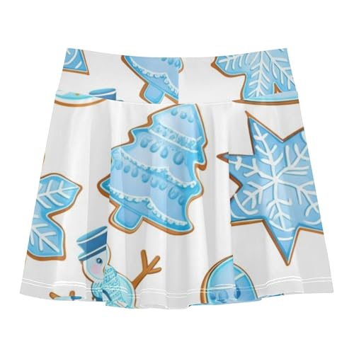 Joisal Dance Golf Athletic Shorts Girls Skorts Tennis Skirts for Kids Little Girl Winter Cookies Snowmen Christmas 4t2