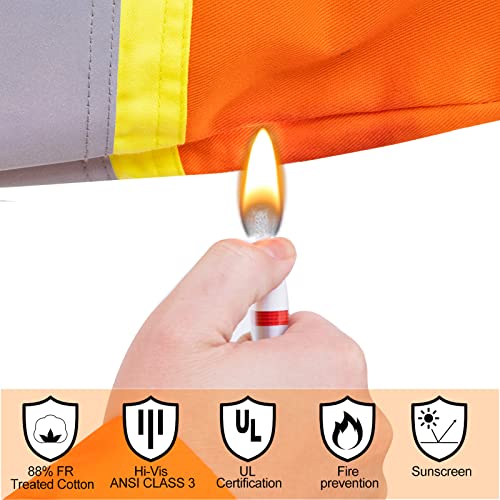 Work Idea Flame Resistant Fr Coverall Men's High Visibility Hi Vis Coverall Reflective Action Back Jumpsuit With Muti Pockets, Oversized Fit(Orange,Xl) #TOP4