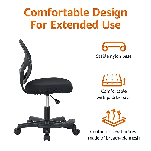 Amazon Basics Kids Adjustable Mesh Low-Back Swivel Study Desk Chair with Footrest, Black by Amazon Basics - Image 3