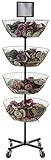 Displays2go Free Standing Basket Shelves 4 Tiers Rotate Individually Top Sign Holder, Locking Wheels