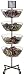 Displays2go Free Standing Basket Shelves 4 Tiers Rotate Individually Top Sign Holder, Locking Wheels