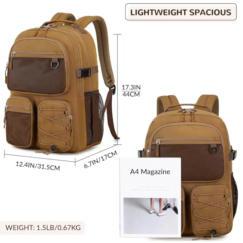 Image of Lohol Water Resistant Backpack for School Travel College Travel, Large Bookbag with Mulitiple Pockets for Men and Women (Brown)