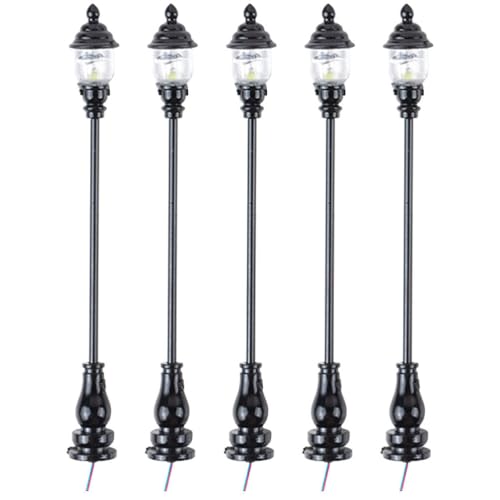 DOITOOL 5 Piezas Modelo De Luz De Jardín Mini Luces De Poste De Calle Estatuilla De Luz De Calle Poste De Lámpara Pueblo Accesorios Vintage Mini Juguete Juguetes, Farolas Miniatura Con