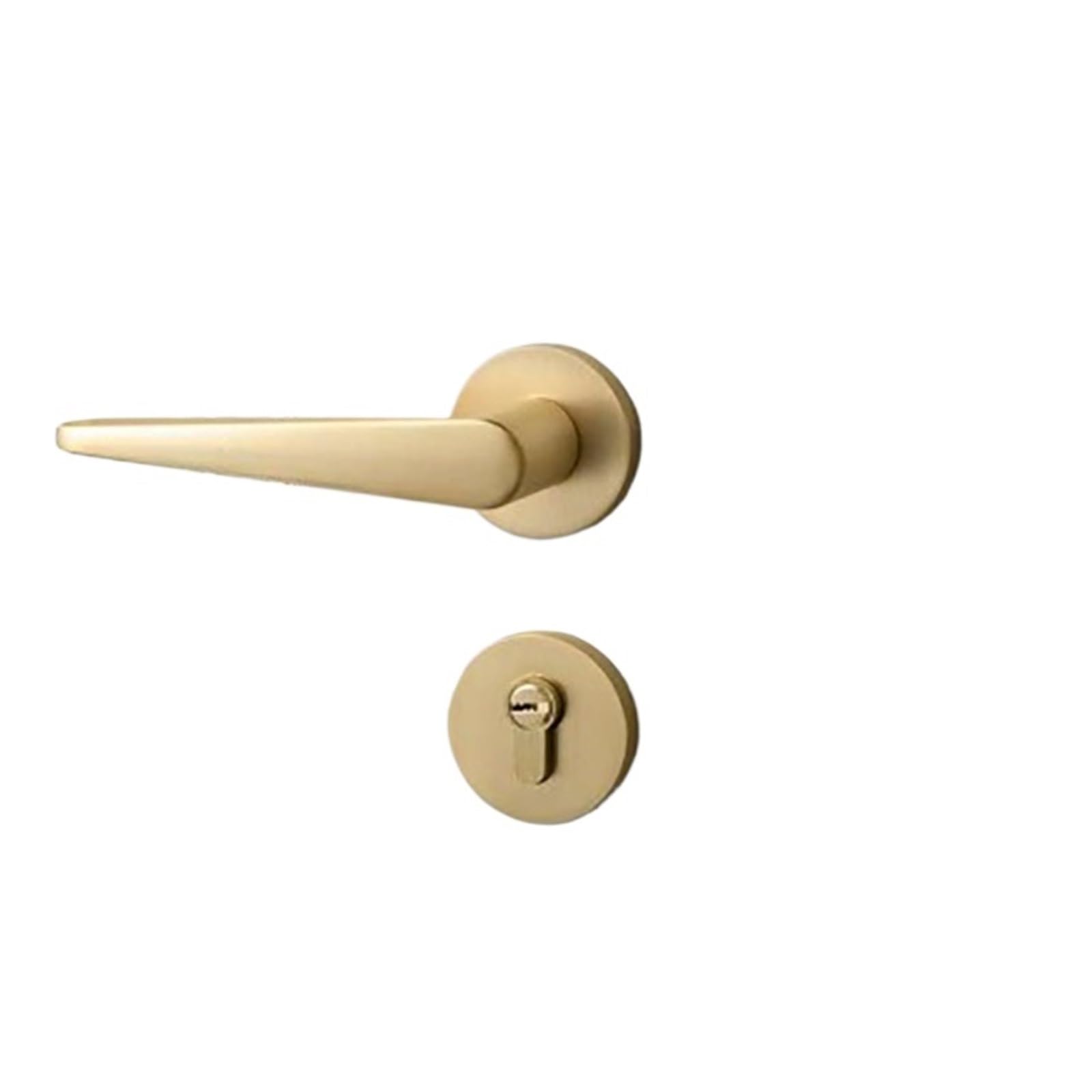 NYRXRYTCA Minimalist Door Lock for Bedroom American Silent Room Door Lock Bathroom Solid Wood Door Handle Household Lock(Brushed copper)