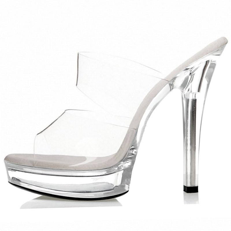 Chanclas de plataforma transparentes con tallas grandes para desfiles de moda