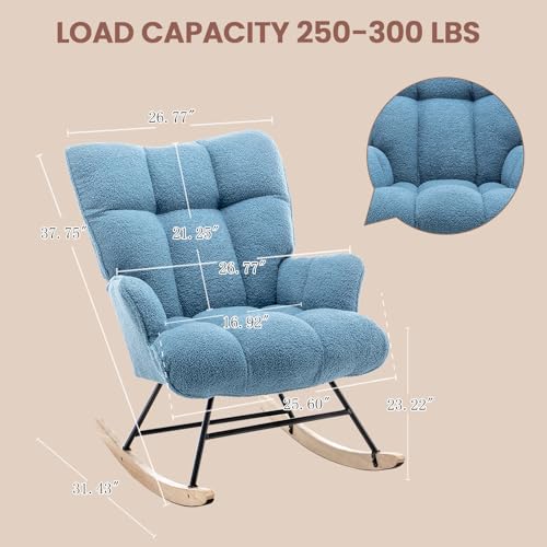 image for SAETSFEG Nursery Rocking Chair Teddy, Upholstered Glider Rocker with H
