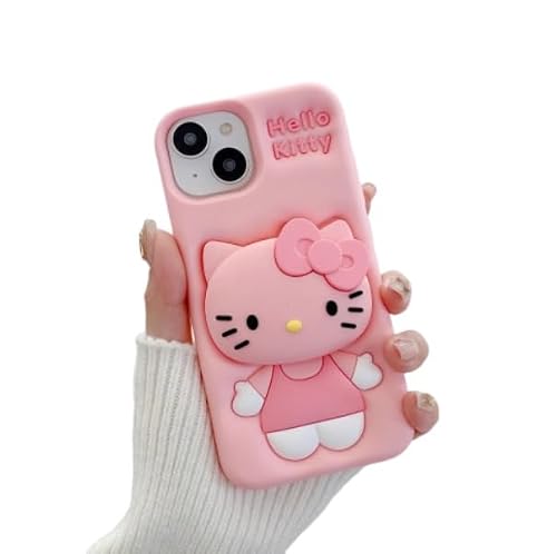 Next Store For iPhone 15 Pro 6.1-Inch 3D Cartoon Silicone Case, Laser Gradient Protective Cover, Cute Soft Shockproof Bumper, Fun Kawaii Shell for Women Girls