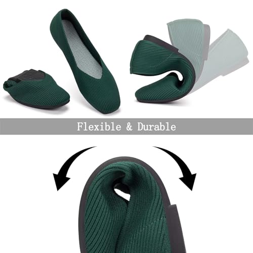 Image of Frank Mully Womens Casual Flat Shoes Square Toe Shoes Knitted Work Flat Comfort Dressy Flat Shoes for Daily Washable