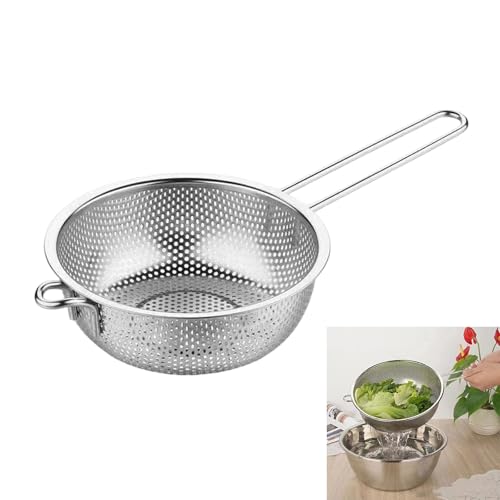 Colander in acciaio inox, design multifunzionale, facile da usare, ideale per il carico della cucina e il filtro multiuso - immagine 3