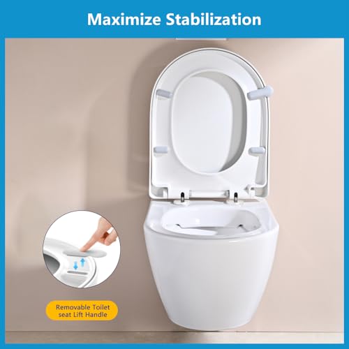 YEAUPE PRO Toilettendeckel mit Absenkautomatik D Form, WC-Sitz einfache Montage, Klodeckel Abnehmbarer, bis 175 kg belastbar, 44,6 * 36,1 * 5 CM Weiß, inkl. Installationsschablone