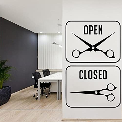 NSRJDSYT Friseur Wandtattoo Friseur Logo Zeichen Aufkleber Frisur Rasiert Mann Salon Haarschnitt d Gesicht Werkzeuge Logo Salon Aufkleber 57x36cm
