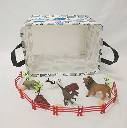 Huayee Rectangular Storage Bin Shelf Basket Canvas Fabric Toy Box,Waterproof Coating Nursery Hamper With Handles,Gift Basket For Home,Office,Clothesbooks(Rec Blue Dinosaur) #TOP6