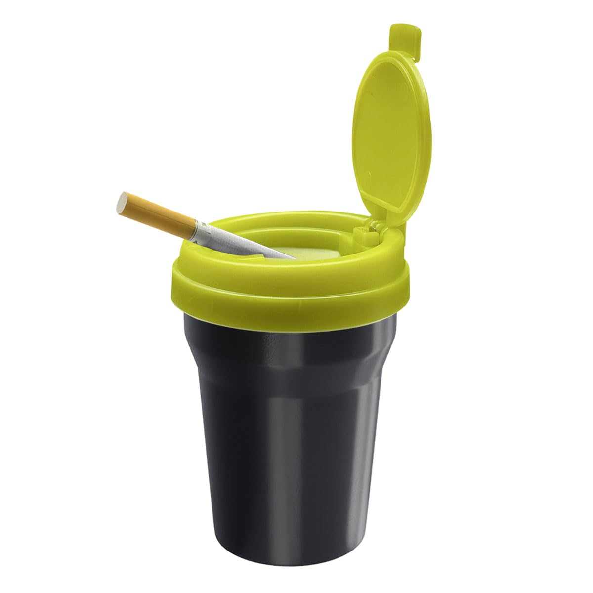 Cenicero para coche DUSCOKE con tapa, resistente al viento, sin humo, para sedán, cenicero autoextinguible, desmontable, mini bote de basura portátil a prueba de olores para vehículo, oficina, hogar, amarillo