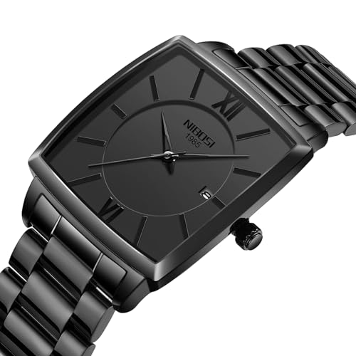 Image of NIBOSI Men's Watches Analog Military Sport Black Dial Watches for Men Business Waterproof Casual Watch Stainless Steel Wrist Watches Date