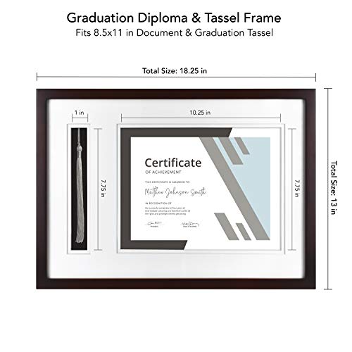 Image of MCS, Espresso Graduation Diploma and Tassel Frame, 18.25x13 Inch Overall Size
