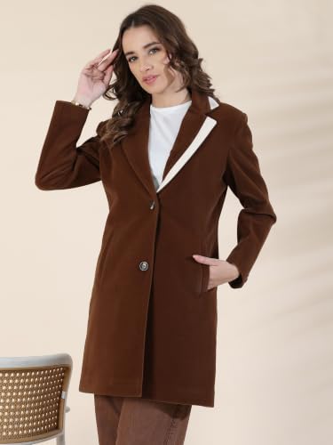 Image of PLAGG Women's Notched Lapel Long Overcoat