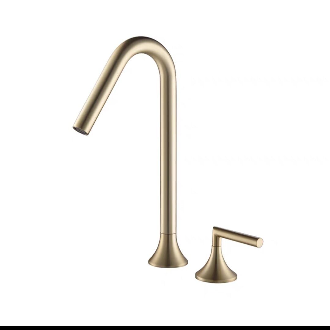 COSZWQDP Two Handle Tall Brass Faucet Mixer Tap Basin Torneira Gourmet De Cozinha Hot Cold Water Bathroom Bath Gray Black Chrome(Gold one)