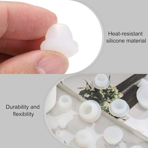 Image of uxcell 30pcs Hole Plugs, Heat Resistant Silicone Flush Type Fastener Hole Cover Plug for 11.8mm(15 /32 Inch) Hole, Round Snap Locking Tubing Plug Hole for Furniture Cabinet, White