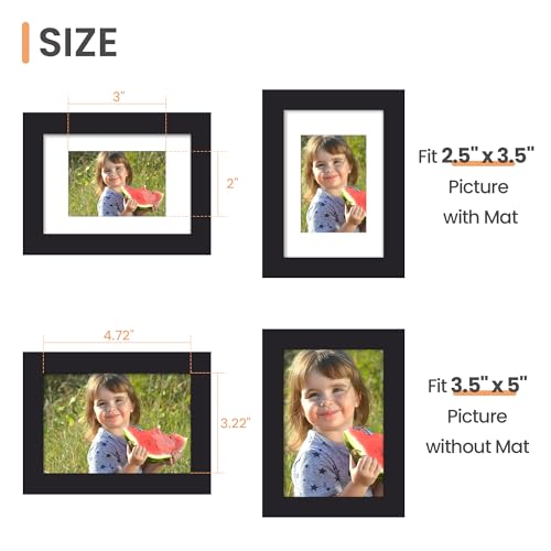 Image of upsimples 3.5x5 Picture Frame, Display Pictures 2.5x3.5 with Mat or 3.5x5 Without, Wall Hanging Photo Frames, Black, 1 Pack