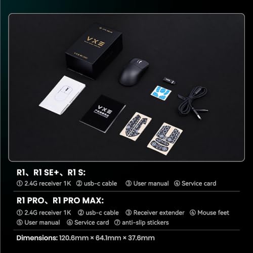 Image of ATK VXE Dragonfly R1 Series Wireless Gaming Mouse - Ultra-Lightweight (48-55 g), PixArt PAW3395 /3395 SE Sensor, Adjustable DPI up to 26,000 (R1, White)