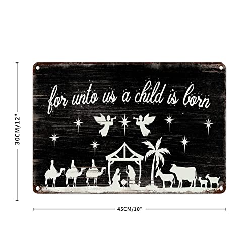 Plaque métal crèche de Noël vintage déco murale extérieure intérieure