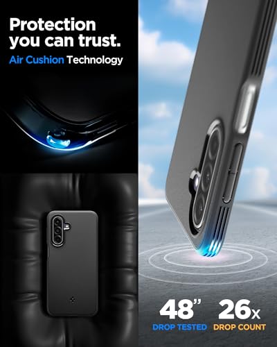 Image of Spigen Essential Sand Blast | Samsung Galaxy M17 5G /F17 5G /A17 /A17 5G Case [Air Cushion Protection] [Flexible] Galaxy M17 5G /F17 5G /A17 /A17 5G Back Cover | TPU - Matte Black