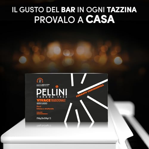 Pellini N.42 Tradizionale, Caffè Macinato per Moka dal Gusto Vigoroso e Intenso, Miscele Arabica e Robusta a Tostatura Decisa, 3 Confezioni da 250g - 2
