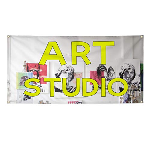 Vinyl Banner Multiple Sizes Art Studio Outdoor Advertising Printing Business Outdoor Weatherproof Industrial Yard Signs 4 Grommets 12x30Inches