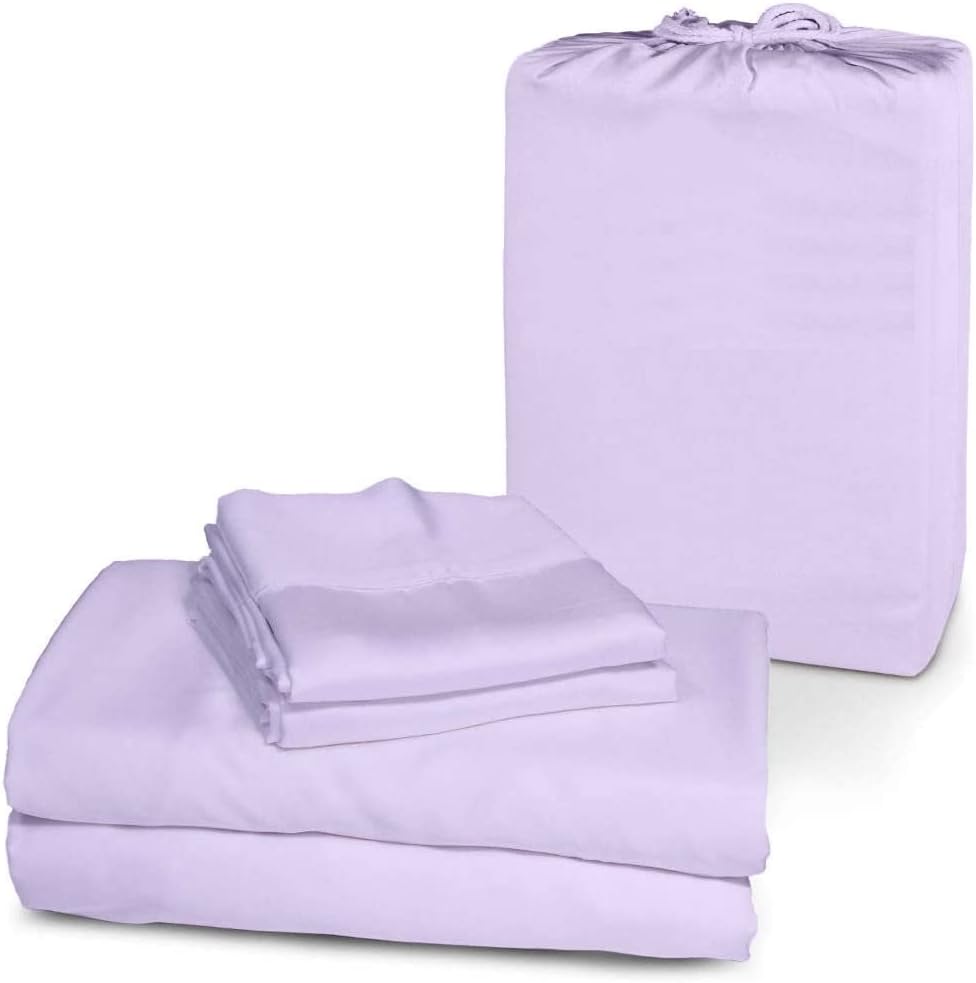 Femini Fashion 1000 Thread Count 100% Organic Cotton, 12-Inch Deep-Pocket, Luxury Breathable 4-Piece Bed Sheet Set (1 Flat Sheet, 1 Fitted Sheet, 2 Pillow Covers) - Queen, Light Blue