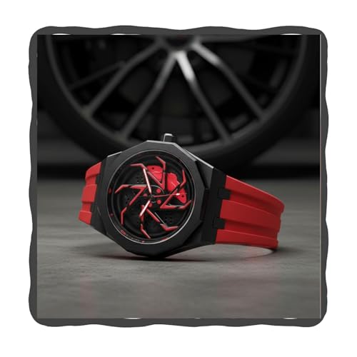 Image of PAPIO Men's Sports Watch, Black Case with Interchangeable Silicone Straps, Geometric Pattern Dial, Multiple Colors Available
