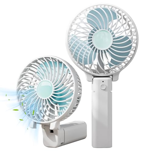 Smooce Ventilador de mano, ventilador portátil recargable con 3 velocidades ajustables, ventilador personal ultra silencioso para viajes, interior, exterior (blanco)
