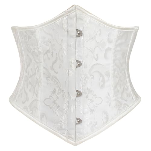 Corset Belt for Women Fishbone Wide Corset Pirate Belt White Jacquard 6