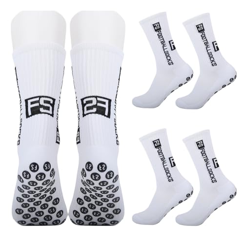MVOLEGDE 3 pares de calcetines de fútbol, calcetines de fútbol, calcetines mixtos de fútbol, calcetines de agarre con puntos de goma antideslizantes, unisex, para hombre, mujer y niños