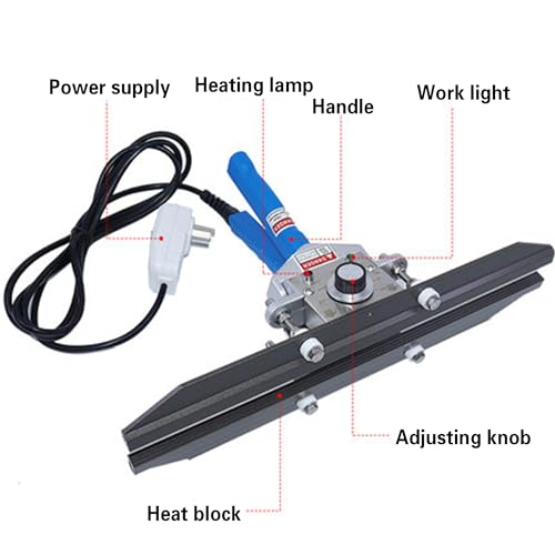 Sellador térmico de mano de calentamiento rápido, ancho de sellado de 10 mm, temperatura ajustable de 0 a 300 °C, 20 bolsas/min, sellador de impulso de acero inoxidable para alimentos y envases, sella