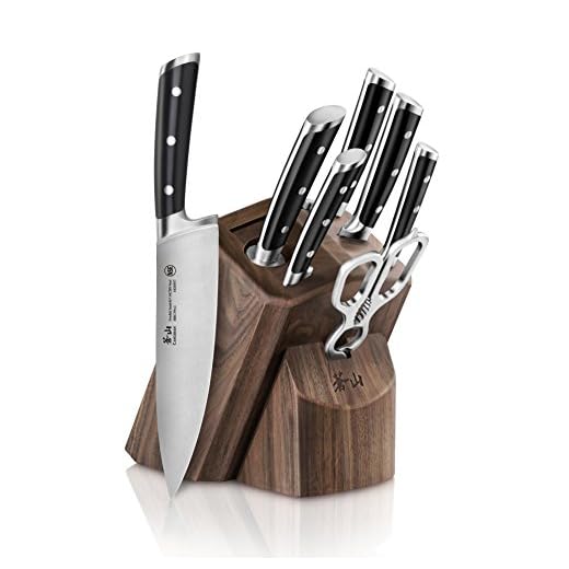 Cangshan TS Series 1020878 Swedish 14C28N Steel Forged 8-Piece Knife Block Set, Walnut