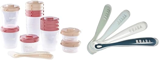 Lot De 2 Cuillères Silicone 1er âge Duo Argile Vert De Gris