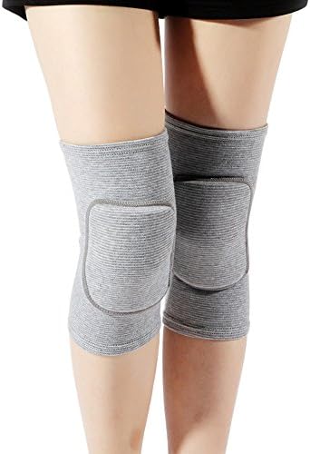LZEEM Soft Kneepads Cotton Volleyball Tennis 1 Pair-Women Pole Dance Yoga Knee Protector Guards for Athletic Use Adult Cycling Gym Workout Exercise Skating Knee Brace Support With Sponge (Gray, L)