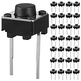 40 PCS 2 Pin Momentary Tactile Tact Push Button Switches, 6x6x5 mm Micro Tactile Switch Through Hole for Breadboard Panel PCB