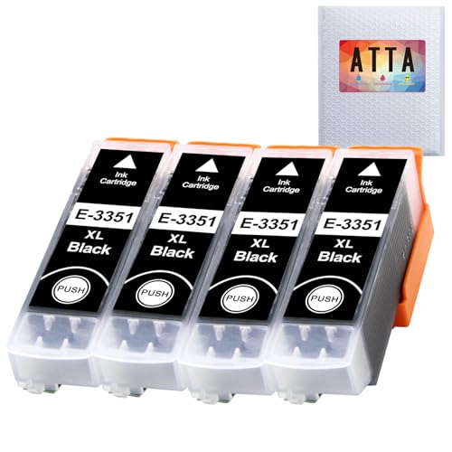 ATTA 33XL Black Ink Cartridges for Epson 33 33XL Black Ink for Epson Expression Premium XP630 XP640 XP7100 XP-830 XP-900 XP-7100 XP-645 XP-530 XP-635 XP-540 4-pack
