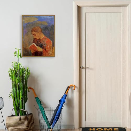 Poster Célèbre Impression sur Toile Odilon Redon avec Cadre en Teck Noble - 5