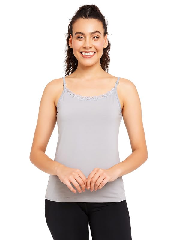 clovia Women's Cotton Camisole with Lace and Adjustable Straps-picture-38
