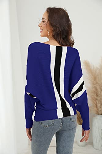 Image of FULIER Women Oversized Boat Neck Batwing Sleeves Dolman Knitted Sweaters Lightweight Pullovers Tops One Size